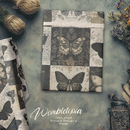 Vintage Gotische Halloween-Moth-Collage Geschenkpapier