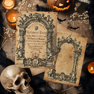 Vintage-gotische Halloween-Party-Einladung Cherub Einladung