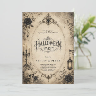 Vintage-Gotische-Halloween-Party-Einladung Einladung