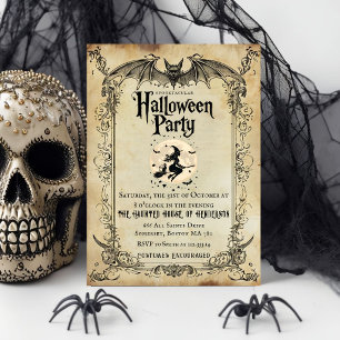 Vintage-Gotische Halloween-Party-Einladung Flederm Einladung