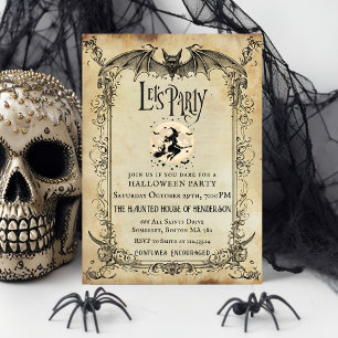 Vintage-Gotische Halloween-Party-Einladung Hexe Einladung