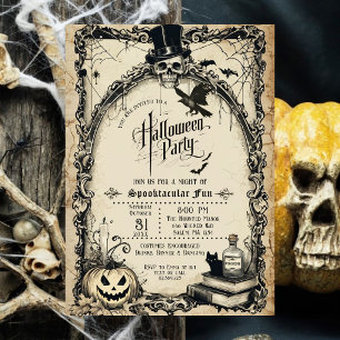 Vintage-Gotische-Halloween-Party-Einladung Totenko Einladung