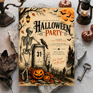Vintage-Gotische Halloween-Party im Friedhof Einladung