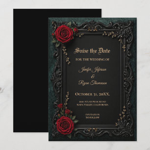 Vintage-gotische Halloween-Save-the-Date-Einladung Einladung