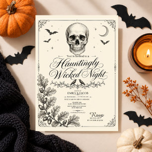 Vintage-Gotische Halloween-Schädel-Raben-Party Gru Einladung