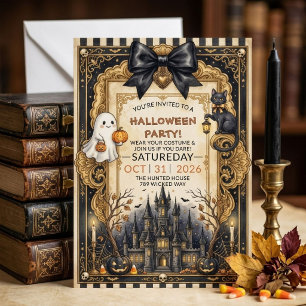 Vintage-Gotische Halloween-Spooky-Geisterhaus-Einl Einladung
