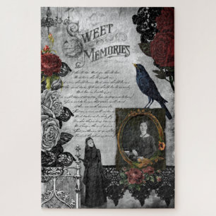 Vintage-Gotische-Halloween-Witwe-Ephemera Puzzle