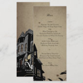 Vintage Gotische Hauskarte Menükarte (Vorne/Hinten)