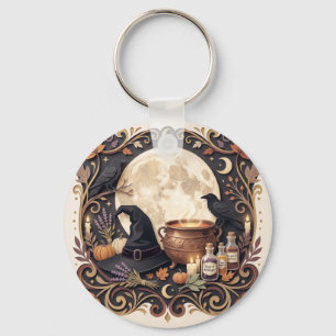 Vintage-Gotische Hexe Halloween Magisch Schlüsselanhänger