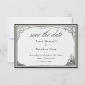 Vintage gotische Hochzeit an der mittelalterlichen Save The Date (Vorderseite)