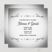 Vintage gotische Hochzeit in Schwarz und Weiß Einladung (Vorne/Hinten)