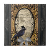 Vintage gotische Hochzeitskrähe Fliese (Vorderseite)