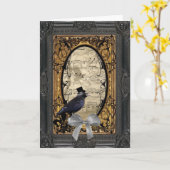 Vintage gotische Hochzeitskrähe Karte (Gelbe Blume)