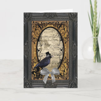Vintage gotische Hochzeitskrähe Karte