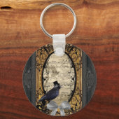 Vintage gotische Hochzeitskrähe Schlüsselanhänger (Vorderseite)