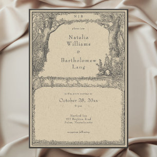 Vintage-Gotische-Mittelalter-Wald-Rahmen-Hochzeit Einladung