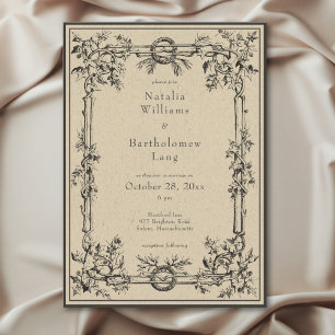 Vintage gotische Mittelalterliche Hochzeit an der  Einladung