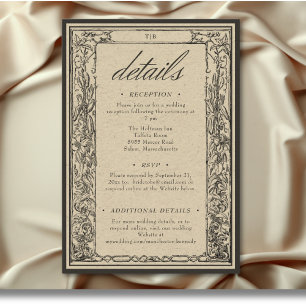 Vintage gotische Mittelalterliche Hochzeitsdetails Begleitkarte