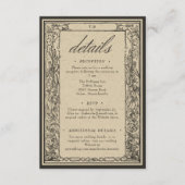 Vintage gotische Mittelalterliche Hochzeitsdetails Begleitkarte (Vorderseite)
