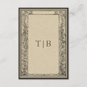 Vintage gotische Mittelalterliche Hochzeitsdetails Begleitkarte (Rückseite)