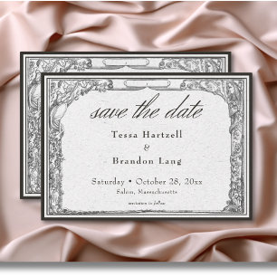 Vintage gotische mittelalterliche Linienrand-Hochz Save The Date