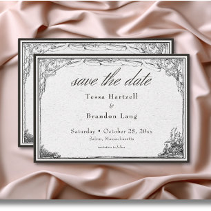 Vintage gotische mittelalterliche Linienrand-Hochz Save The Date