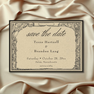 Vintage gotische mittelalterliche Linienrand-Hochz Save The Date