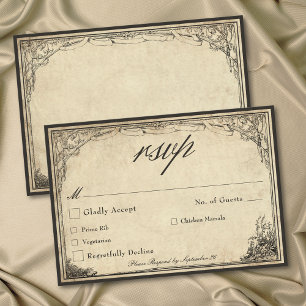 Vintage-Gotische mittelalterliche Pergament-Hochze RSVP Karte