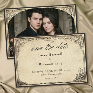 Vintage gotische mittelalterliche Pergament-Hochze Save The Date