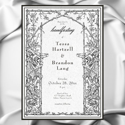 Vintage gotische mittelalterliche Weinberge Grenzb Einladung