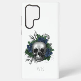 Vintage gotische Navy Blue Rose Skull Monogram Samsung Galaxy Hülle