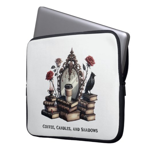 Vintage gotische Notebook-Tasche - Buchstapel Laptopschutzhülle (Vorderseite Links)