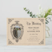 Vintage gotische Oldschool-Foto Hochzeit Einladung (Stehend Vorderseite)