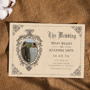 Vintage-gotische Oldschool-Fotohochzeit Einladung