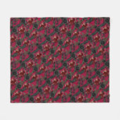 Vintage gotische Ravens und Rose dunkelrot Fleecedecke (Vorderseite (Horizontal))