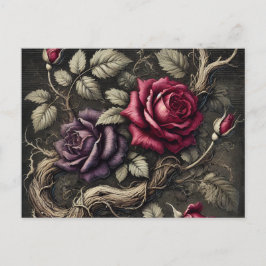 Vintage gotische Rose Postkarte | Elegante Kunst, 