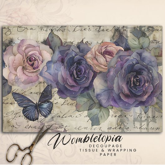 Vintage gotische Rose & Schmetterlingsflora Seidenpapier