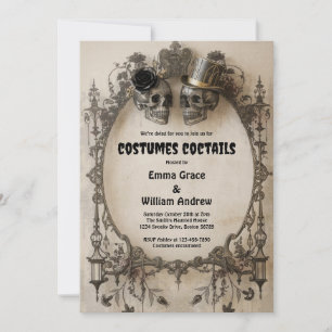 Vintage-Gotische-Schädel-Halloween-Party-Einladung Einladung