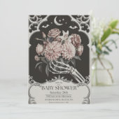 Vintage gotische Schädelspuppe Halloween Kinderdus Einladung (Stehend Vorderseite)