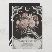 Vintage gotische Schädelspuppe Halloween Kinderdus Einladung (Vorne/Hinten)