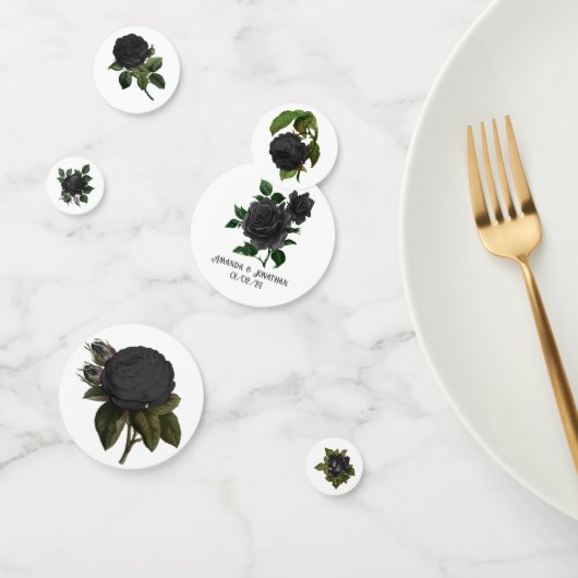 Vintage gotische Schwarze Rose Konfetti (Gruppe)