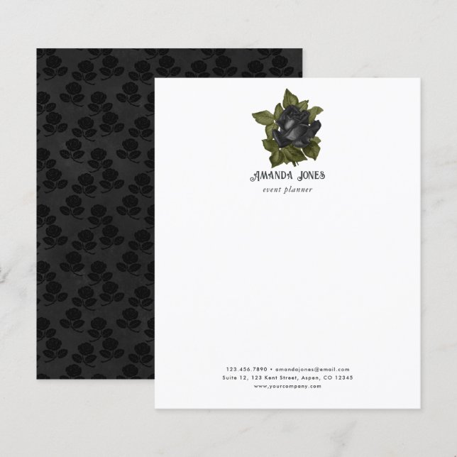 Vintage gotische schwarze Rose Personalisiert (Vorne/Hinten)