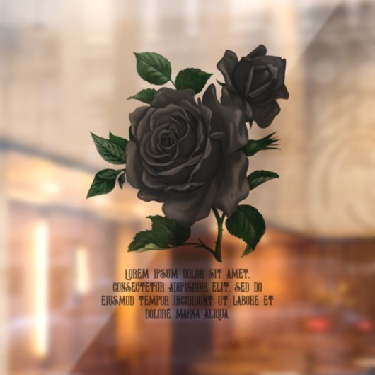 Vintage gotische schwarze Rose Personalisiert Fensteraufkleber (Blatt 2)