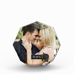 Vintage gotische schwarze Rose Personalisiert Fotoblock
