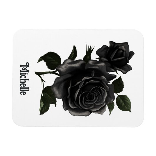 Vintage gotische schwarze Rose Personalisiert Magnet (Horizontal)