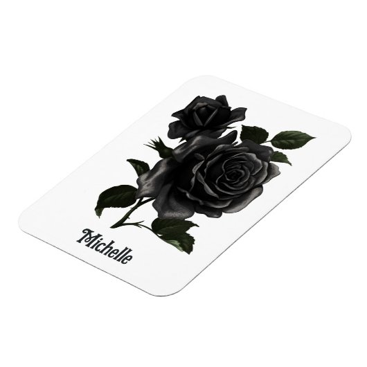 Vintage gotische schwarze Rose Personalisiert Magnet (Linke Seite)