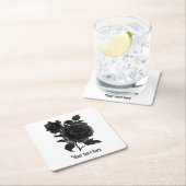 Vintage gotische schwarze Rose Personalisiert Rechteckiger Pappuntersetzer (Vor Ort)