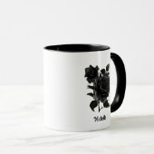 Vintage gotische schwarze Rose Personalisiert Tasse (VorderseiteRechts)