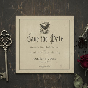 Vintage gotische schwarze Toile-Braun-Hochzeit Save The Date