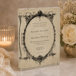 Vintage-gotische schwarze Toile-Braun-Hochzeitsand Fotoblock